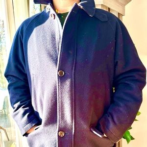 Men's Navy Blue Wool Burberry Car Coat- relaxed fit size 40